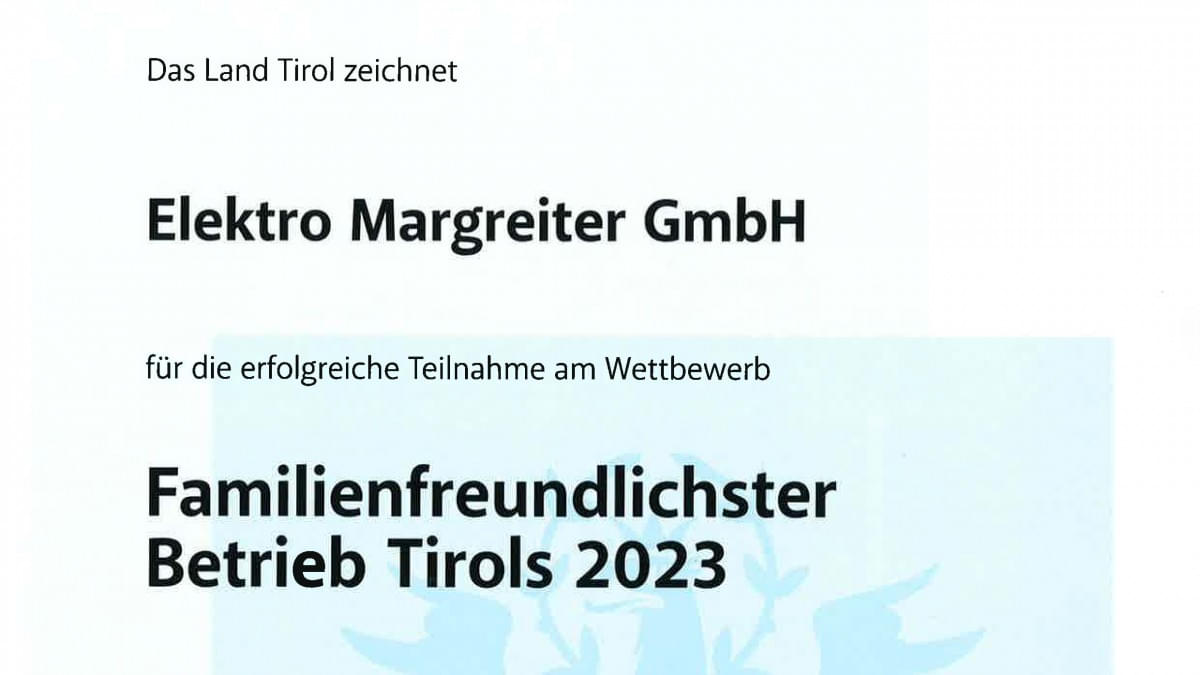 Familienfreundlichster Betrieb Tirols 2023